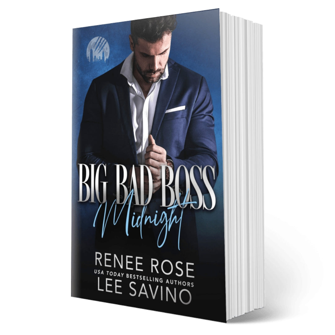 Book cover of 'Big Bad Boss Midnight' by Renee Rose and Lee Savino on a white background