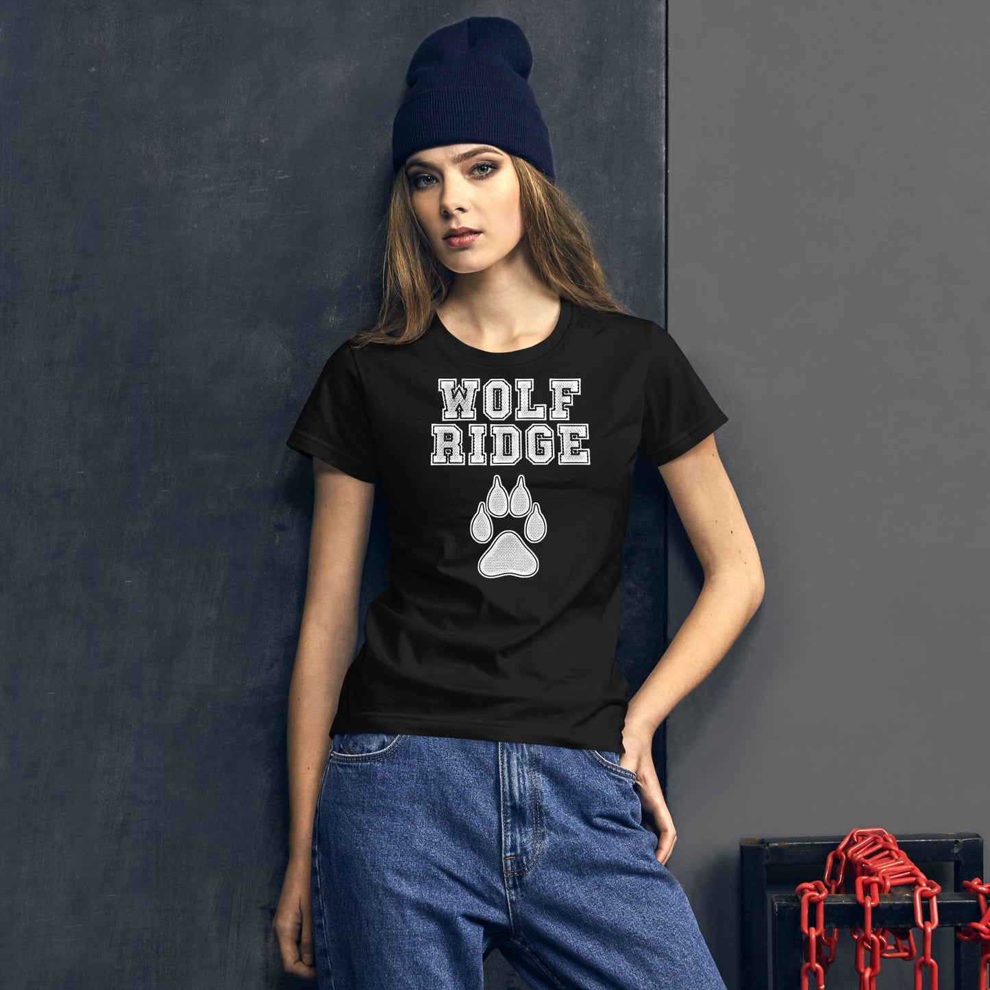 girl with wolf ridge shirt