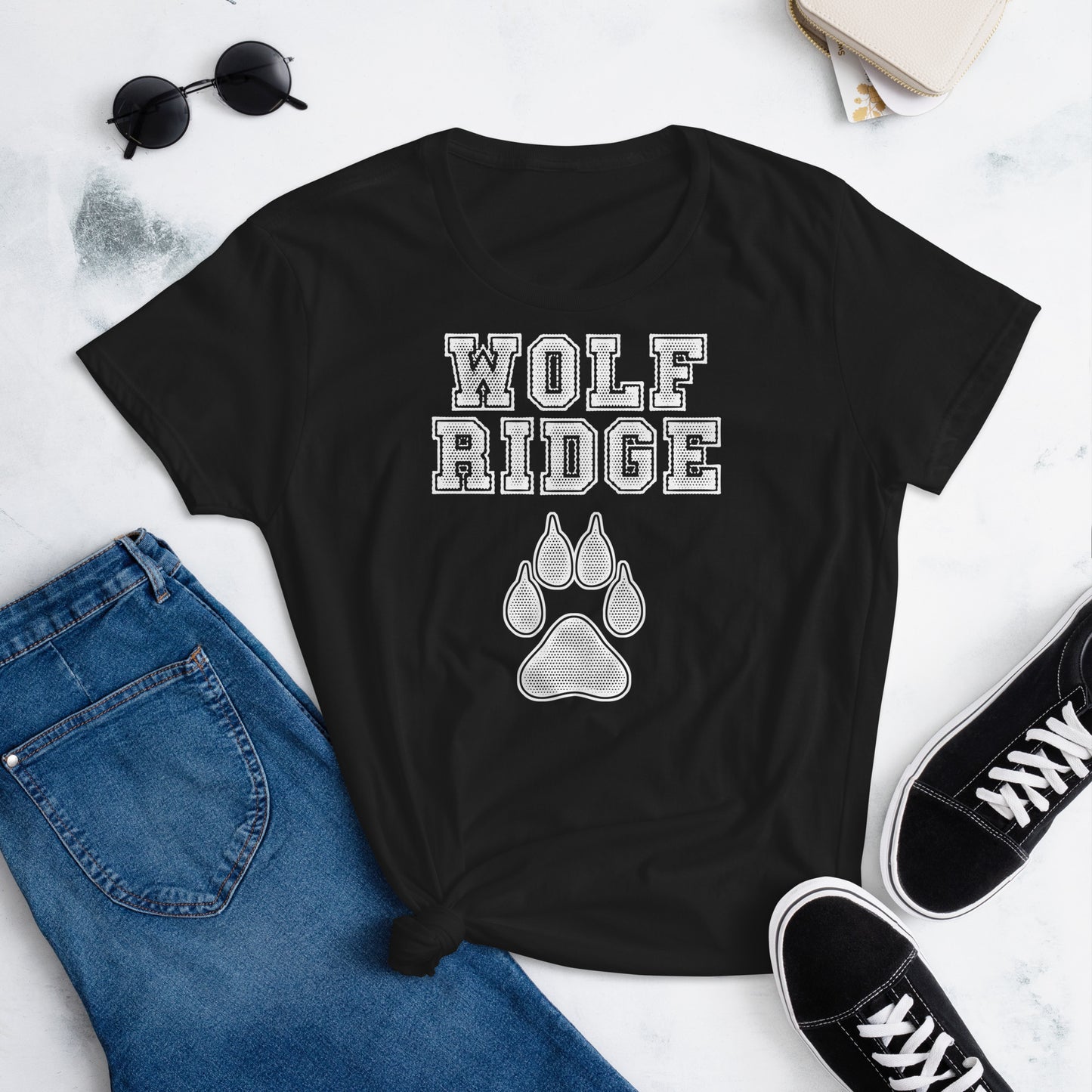 wolf ridge t shirt laid out